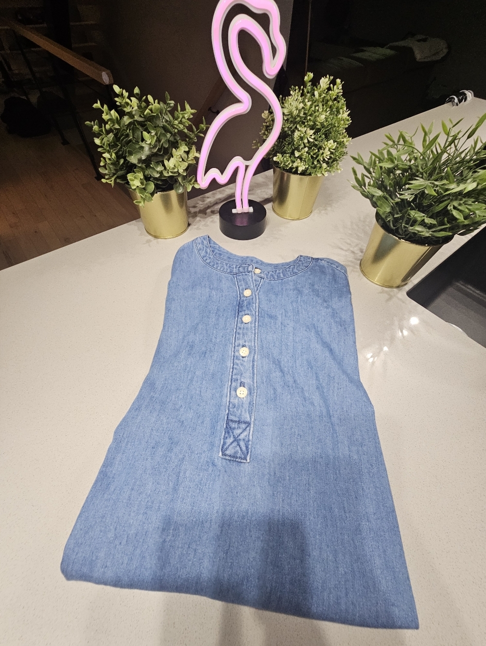 GAP Robe Midi En Denim Véritable Bleue Claire - Picture 7 of 7